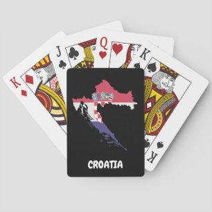 Jeu De Cartes Drapeau de la carte de Croatie coloré Vintage