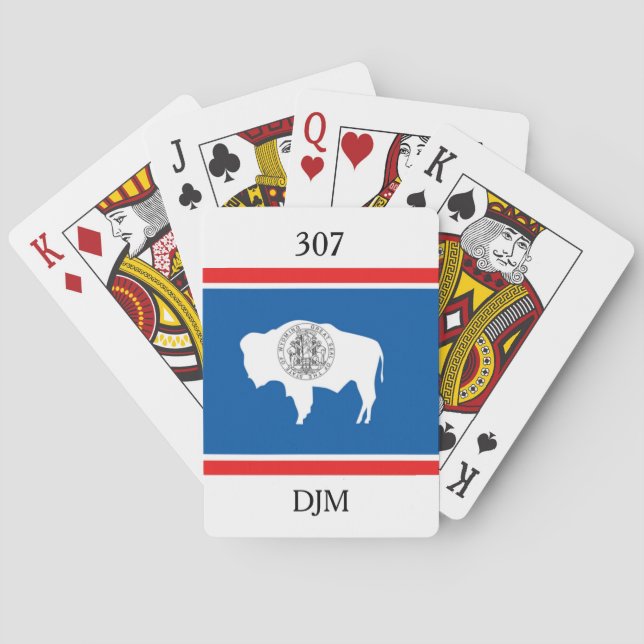 Jeu De Cartes Drapeau de l'État du Wyoming 307 Monogramme (dos)