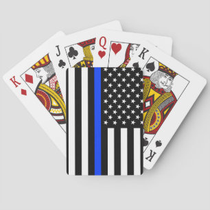 Jeu De Cartes Drapeau de police de la ligne bleue mince
