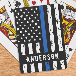Jeu De Cartes Drapeau de police personnalisé Ligne bleue mince