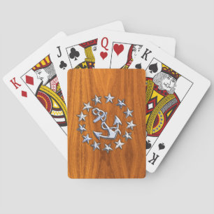 Jeu De Cartes Drapeau de yacht Connexion en bois de teck nautiqu