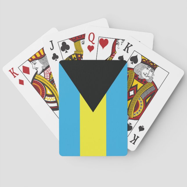 Jeu De Cartes Drapeau des Bahamas en bleu, noir et jaune (dos)
