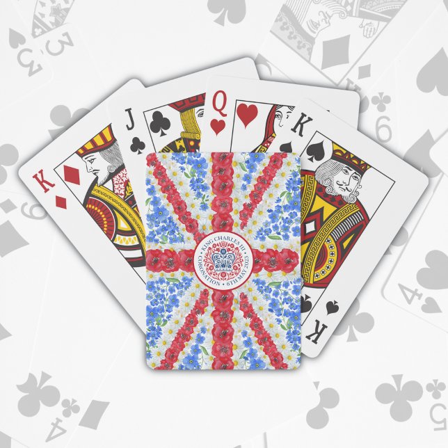Jeu De Cartes Drapeau floral du Royaume-Uni (Royal Coronation Souvenir)