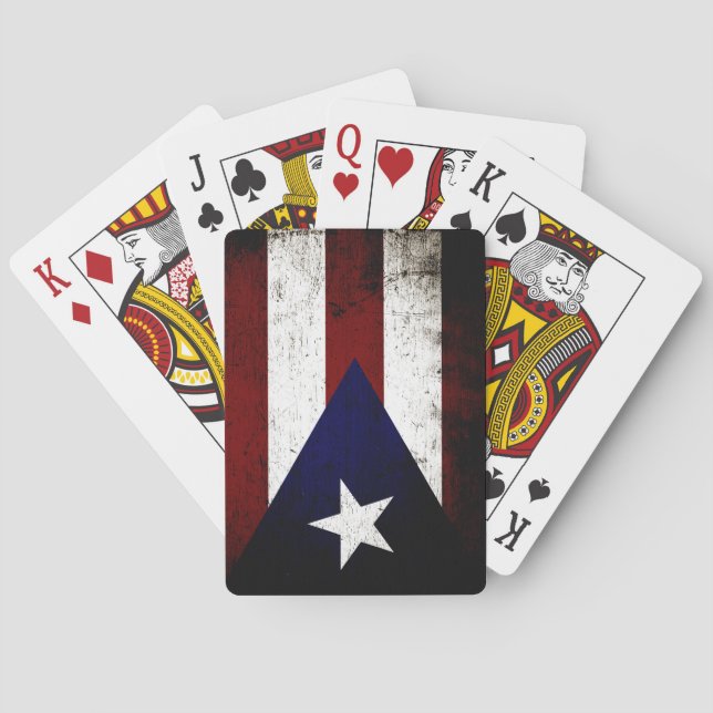 Jeu De Cartes Drapeau grunge noir de Porto Rico (dos)
