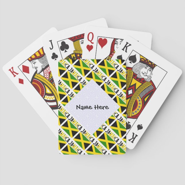 Jeu De Cartes Drapeau jamaïcain avec ton nom (dos)