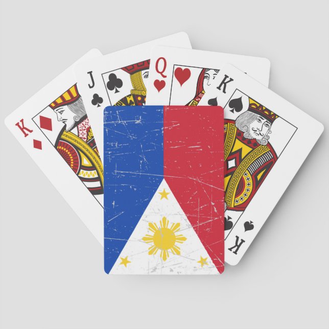 Jeu De Cartes Drapeau philippin éraillé et rayé (dos)