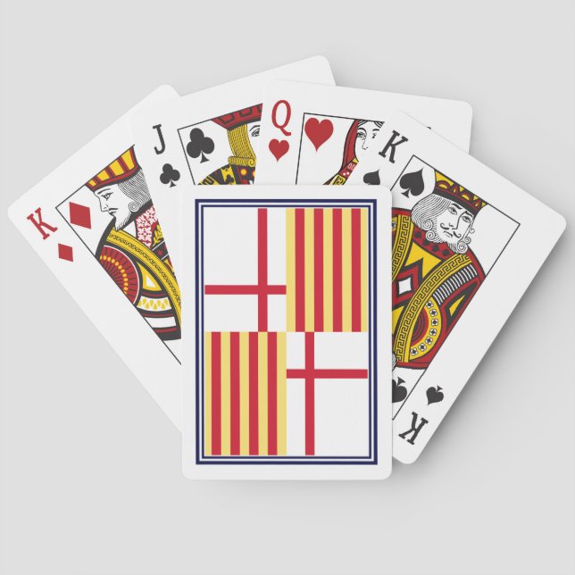 Jeu De Cartes Drapeau Rouge Blanc Jaune Barcelone Art héraldique (dos)