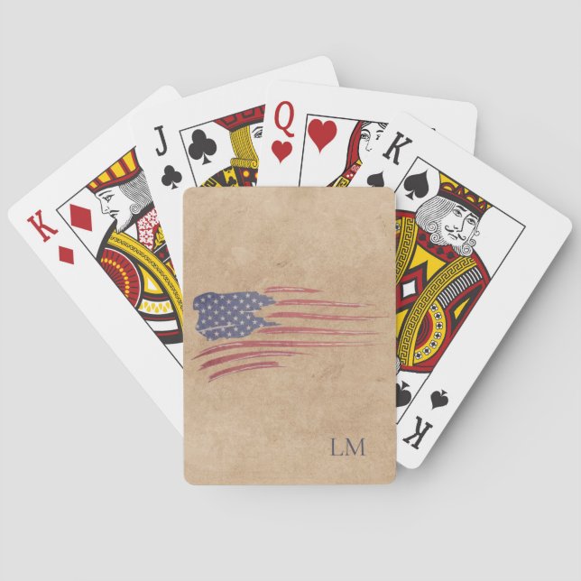 Jeu De Cartes Drapeau Russe Américain Patriotique Monogramme (dos)