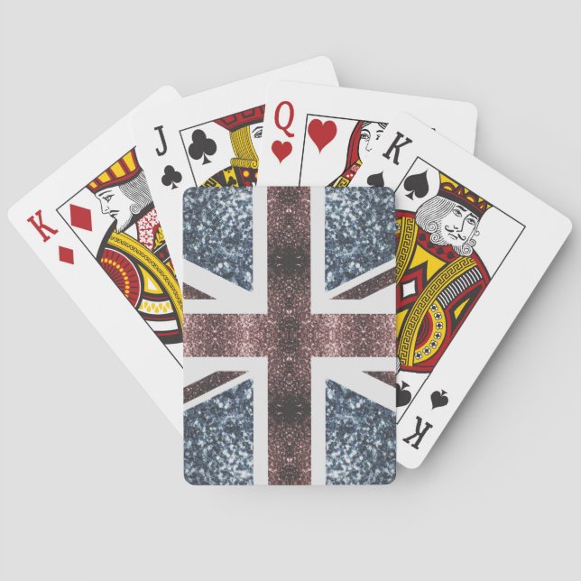 Jeu De Cartes Drapeau rustique UK rouge bleu étincelants parties (dos)