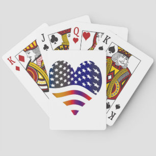Jeu De Cartes drapeau usa coeur amour américain honneur troupes 