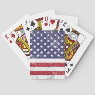 Jeu De Cartes Drapeau vintage USA Patriotique Américain Rouge Bl