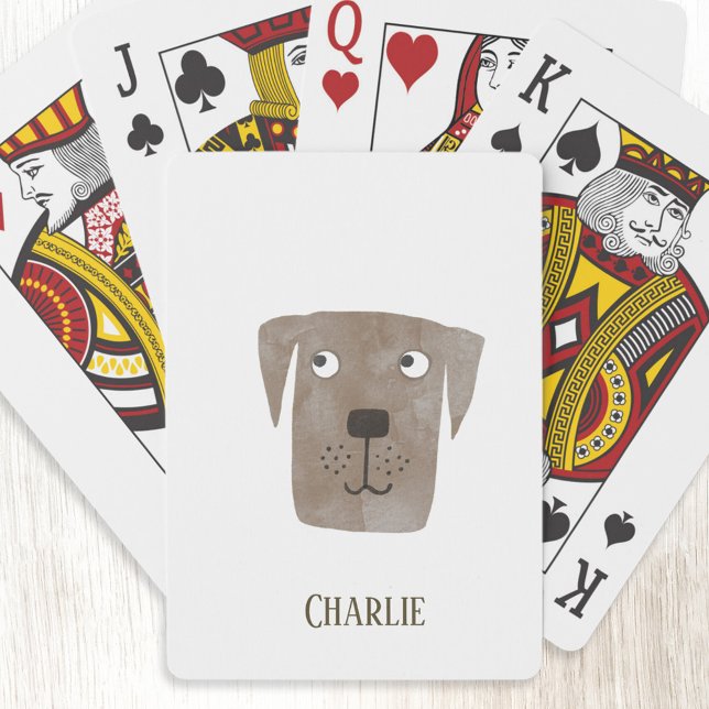 Jeu De Cartes Drôle Chocolat Labrador Retriever Chien Nom Person (Chocolate Labrador Retriever Dog personalized fun art playing cards)