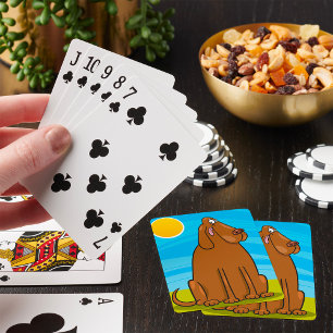 Jeu De Cartes Drôle de gros chien brun assis au soleil