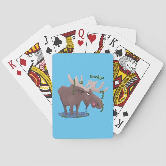 Jeu De Cartes Drôle dessin animé d'orignal heureux (dos)