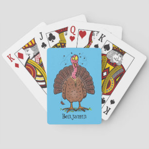 Jeu De Cartes Drôle dinde marron de la ferme avec des mouches de