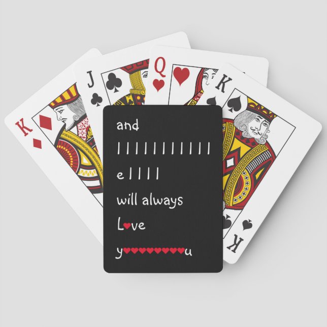Jeu De Cartes Drôle Et Je T'Aimerai Toujours Coeur Rouge Couple (dos)