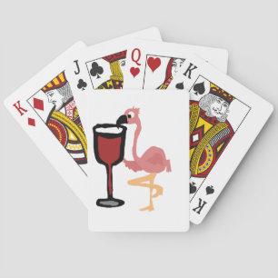 Jeu De Cartes Drôle Flamant rose rose Boire du vin rouge