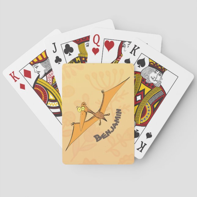 Jeu De Cartes Drôle mignon dessin animé de pterodactyle volant o (dos)