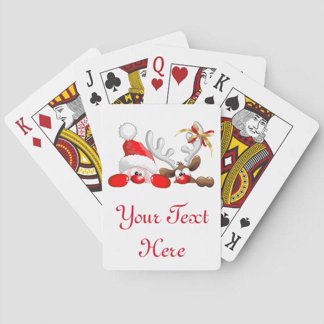 Jeu De Cartes Drôle Père Noël et Reindeer Cartoon (dos)