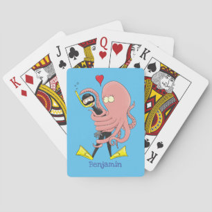 Jeu De Cartes Drôle pieuvre embrasse plongeur dessin animé humou