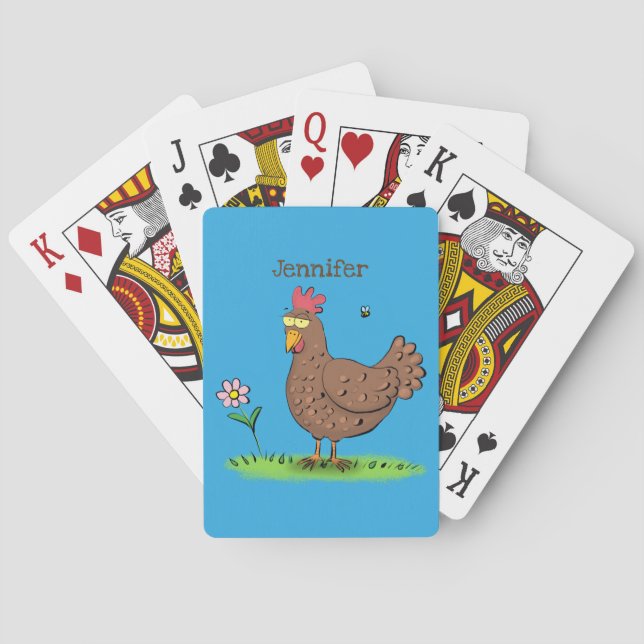 Jeu De Cartes Drôle poulet rustique whimsical dessin animé (dos)