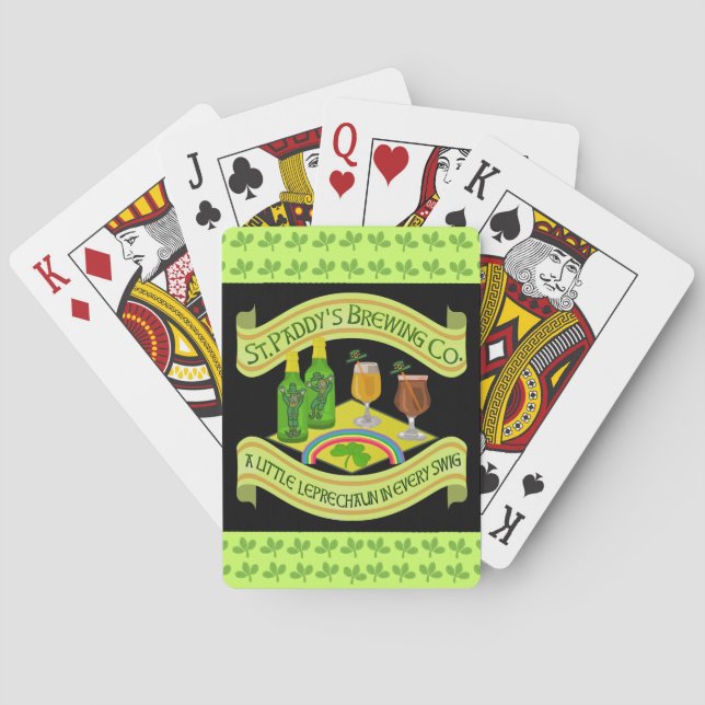 Jeu De Cartes Drôle Saint Patrick's Day Leprechaun Brasserie (dos)