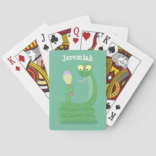 Jeu De Cartes Drôle serpent vert avec caricature maraca (dos)