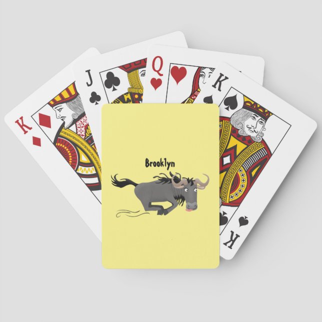 Jeu De Cartes Drôle wildebeest tourner dessin animé illustration (dos)