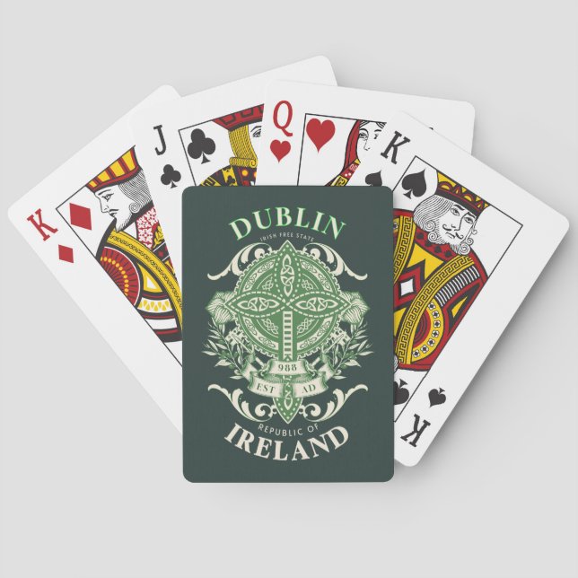 Jeu De Cartes Dublin Irlande Croix Celtique Irlandaise (dos)