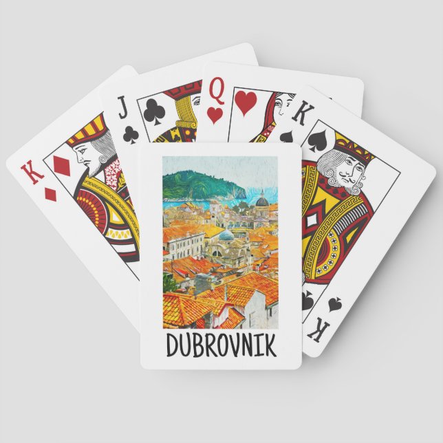 Jeu De Cartes Dubrovnik Croatie Aquarelle Paint (dos)