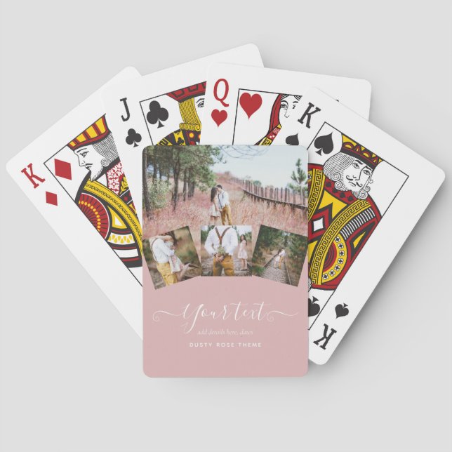 Jeu De Cartes Dusty Rose rose Newlywets Mariage PHOTO Cadeau (dos)