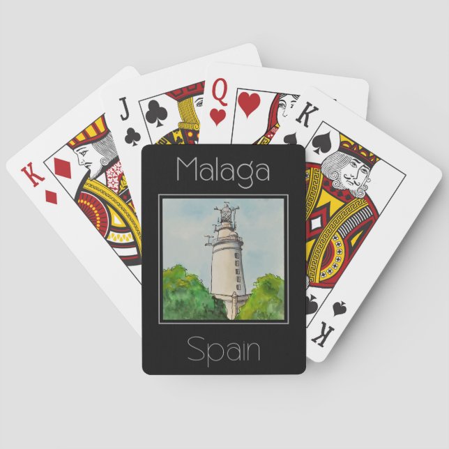 Jeu De Cartes Eau de l'affiche de voyage couleur de Malaga Espag (dos)