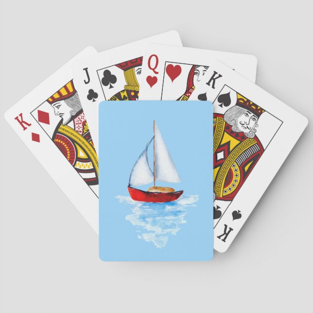 Jeu De Cartes Eaux côtières bleu voilier été (dos)