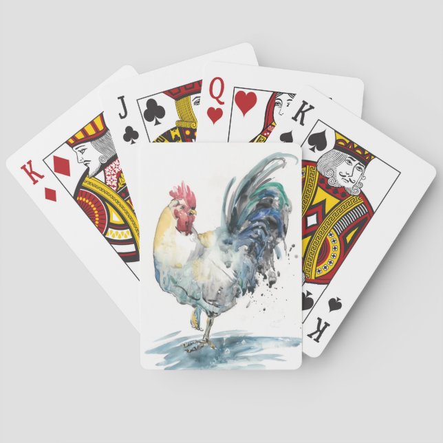 Jeu De Cartes Éclaboussure de coq - aquarelle (dos)