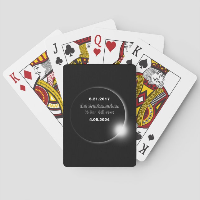 Jeu De Cartes Éclipse solaire double datée 2024 & 2017 (dos)