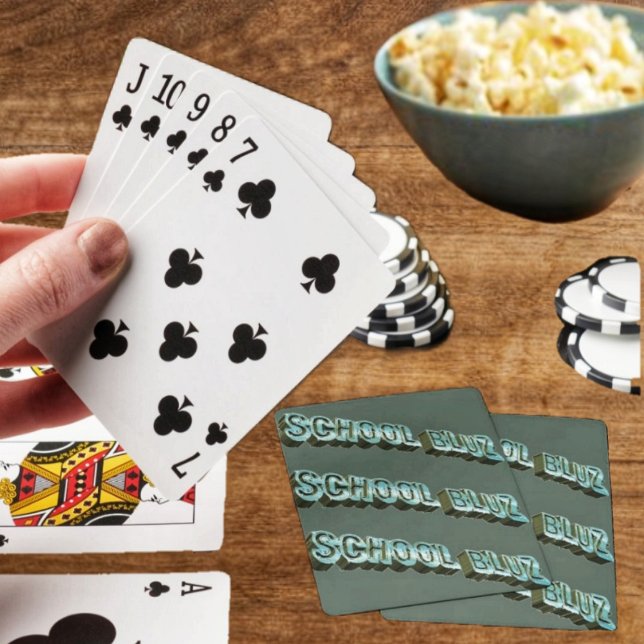 Jeu De Cartes École Bluz-3D (These poker playing cards, are just the thing, to enjoy, during a break from school!)