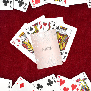 Jeu De Cartes Écriture rose or argent parties scintillant poussi