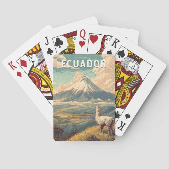 Jeu De Cartes Ecuador Illustration Travel Art Vintage (dos)