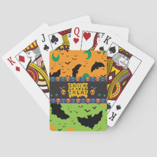 Jeu De Cartes Eerie Bats et Moon Orange Green Halloween Skuls