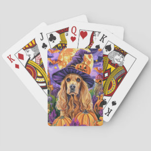 Jeu De Cartes Éffrayant Cocker Spaniel Dog Halloween Witch Citro