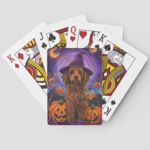Jeu De Cartes Éffrayant Goldendoodle Chien Halloween Citrouille 