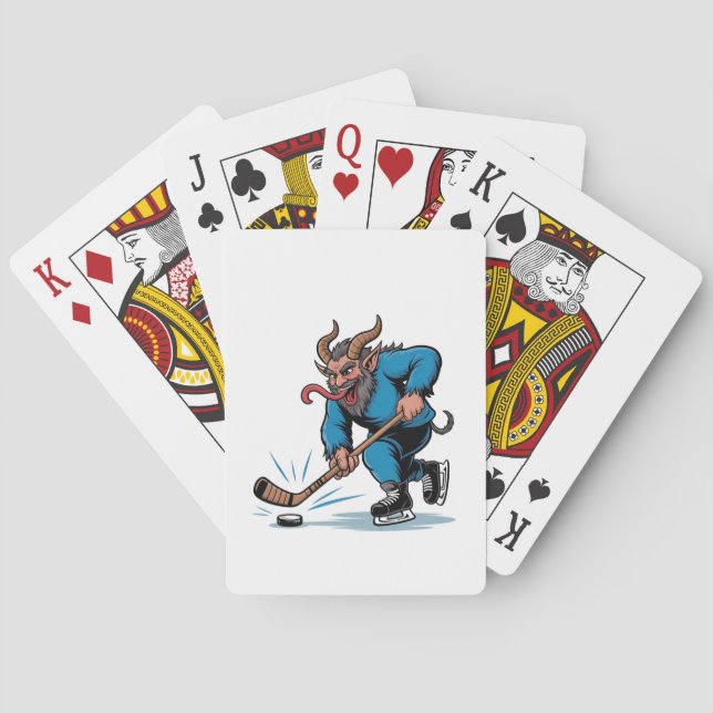Jeu De Cartes Éffrayant Krampus Jouer au hockey sur glace Noël (dos)