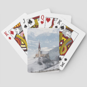 Jeu De Cartes Église dans un paysage alpin d'hiver