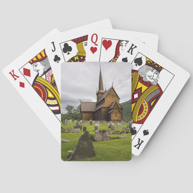 Jeu De Cartes Église de barre avec le cimetière en Norvège (dos)