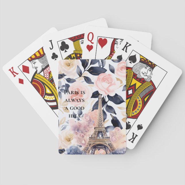 Jeu De Cartes Eiffel Tower Paris Floral (dos)