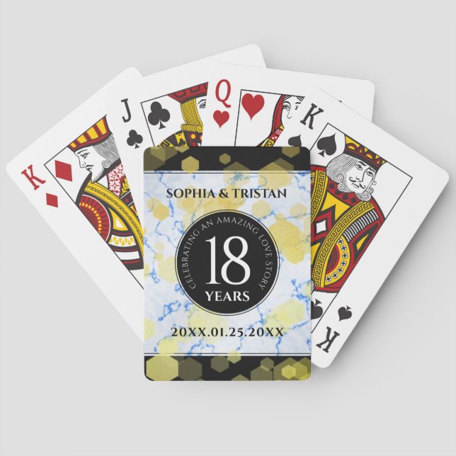 Jeu De Cartes Élégant 18ème anniversaire de Mariage de porcelain (dos)