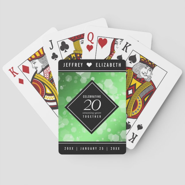 Jeu De Cartes Élégant 20e anniversaire de Mariage d'émeraude (dos)