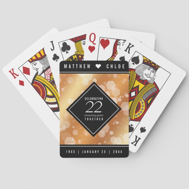 Jeu De Cartes Élégant 22e anniversaire de Mariage de cuivre (dos)
