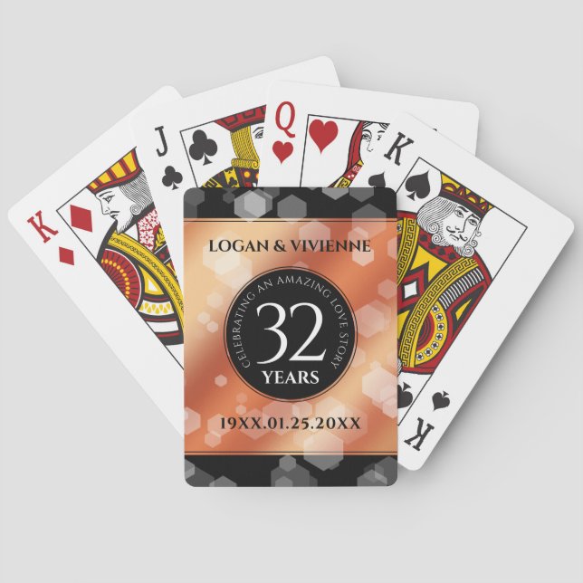 Jeu De Cartes Élégant 32e anniversaire de mariage en bronze (dos)