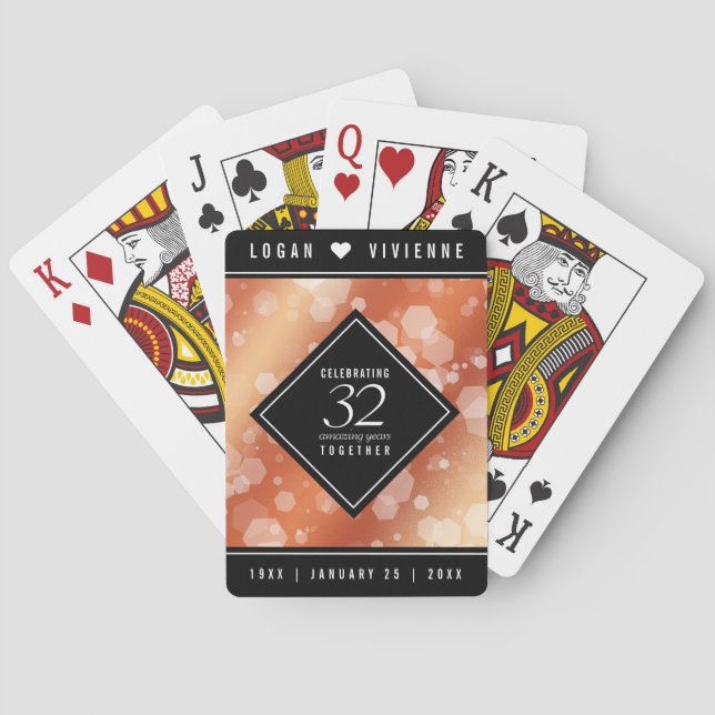 Jeu De Cartes Élégant 32ème anniversaire de Mariage de bronze (dos)
